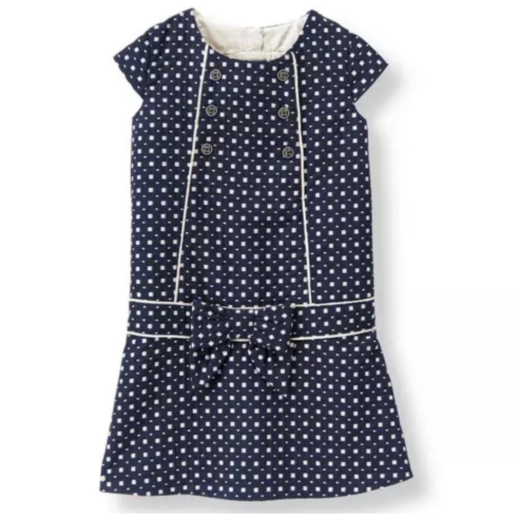 Jamie and Jack Geo Print Dobby Dress‎ Navy Classic Cotton Blend Girls 2T